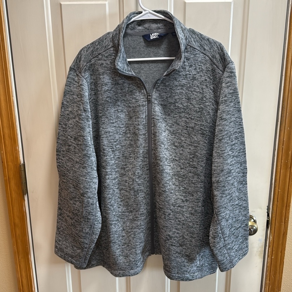 NWT Lands' End Arctic Gray Heather Zip-Up Sweatshirt size 3X